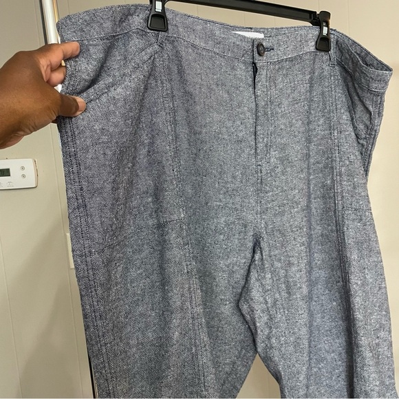 Liz Claiborne 20W Linen Blend Textured Cropped Pants Summer Resort Vacation - Picture 3 of 7